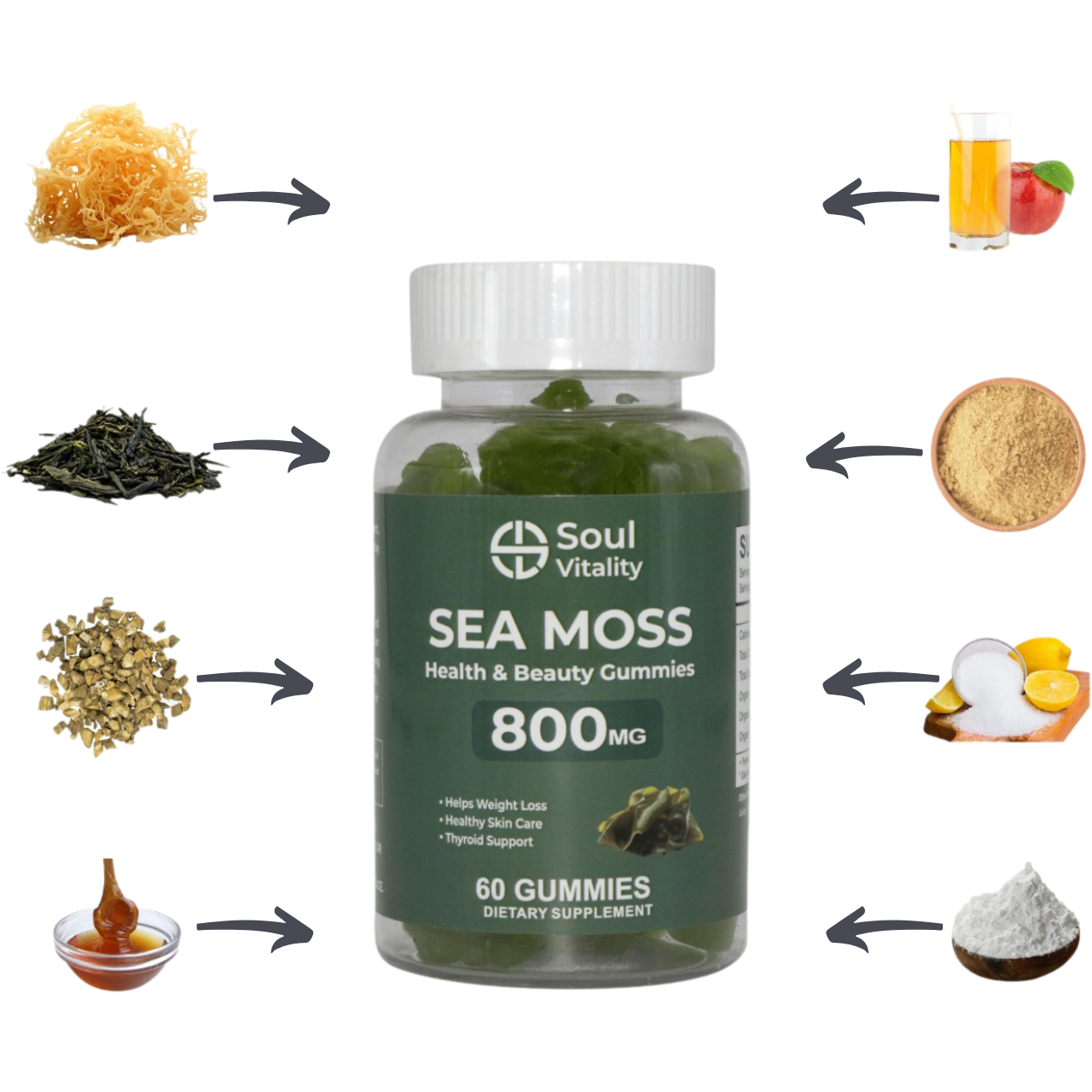 Sea Moss / Health and Beauty 800mg - 60 Dietary Supplement Gummies