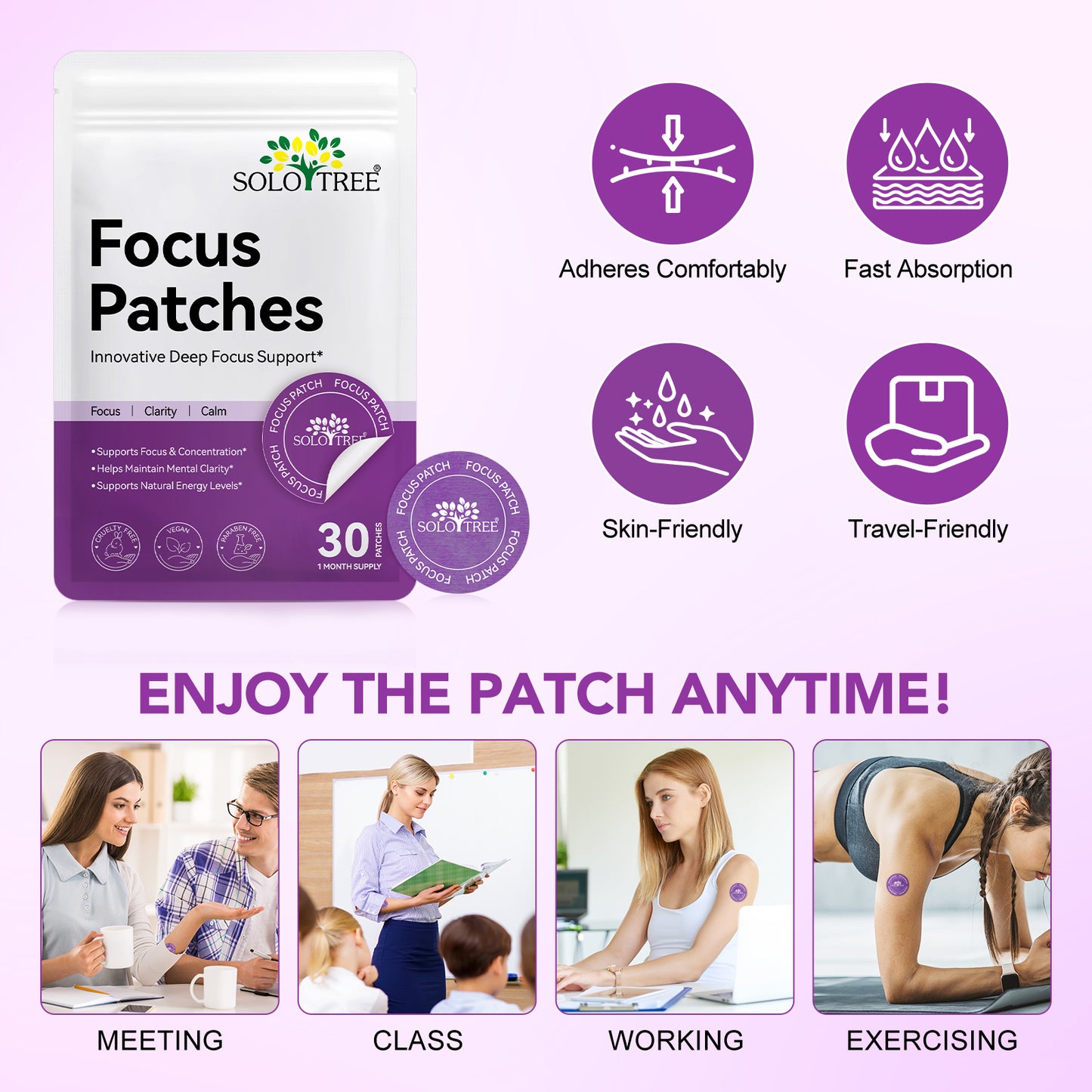 SoloTree: 30's Natural Transdermal Focus Support Patches