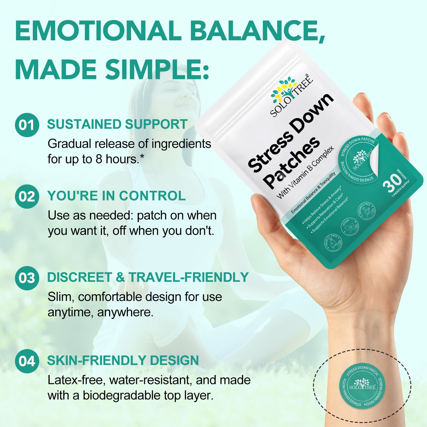 SoloTree: 30's Natural Transdermal Stress Support Patches