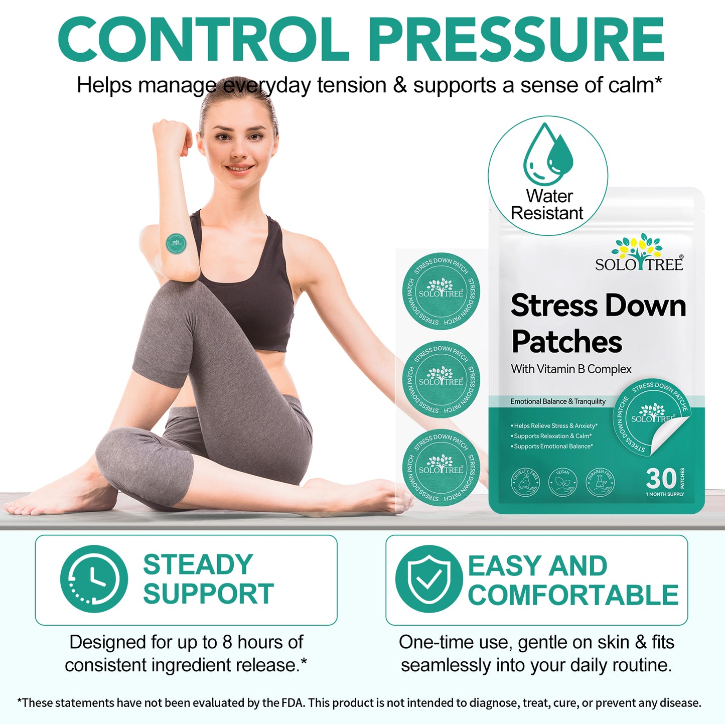 SoloTree: 30's Natural Transdermal Stress Support Patches