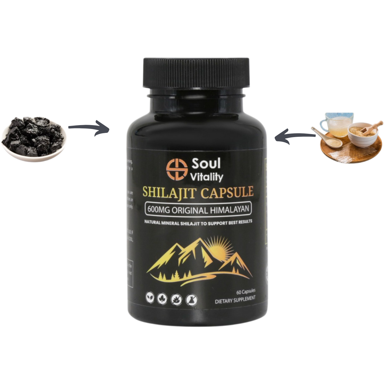 Shilajit Capsule with 600mg Original Himalayan - 60 Capsules