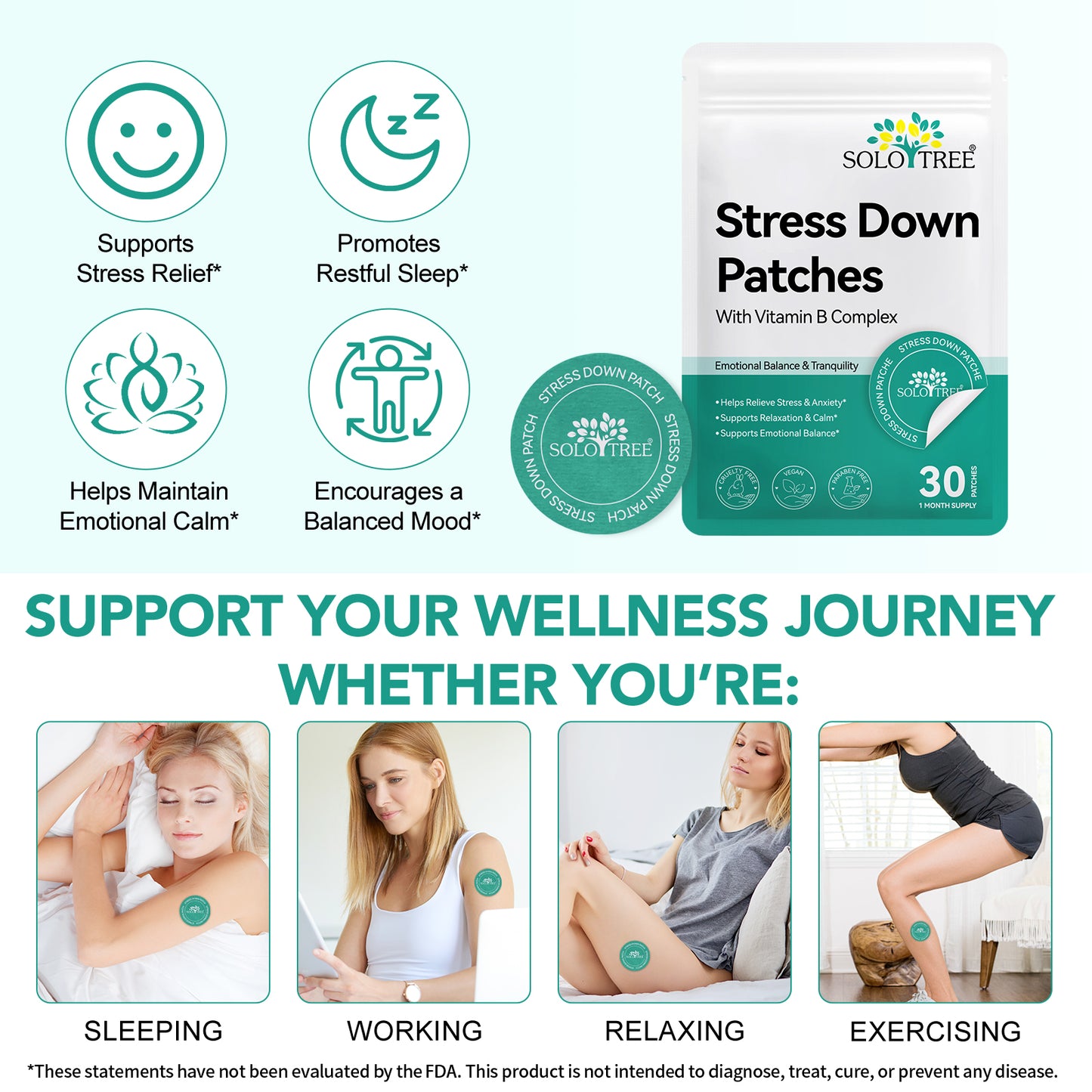 SoloTree: 30's Natural Transdermal Stress Support Patches