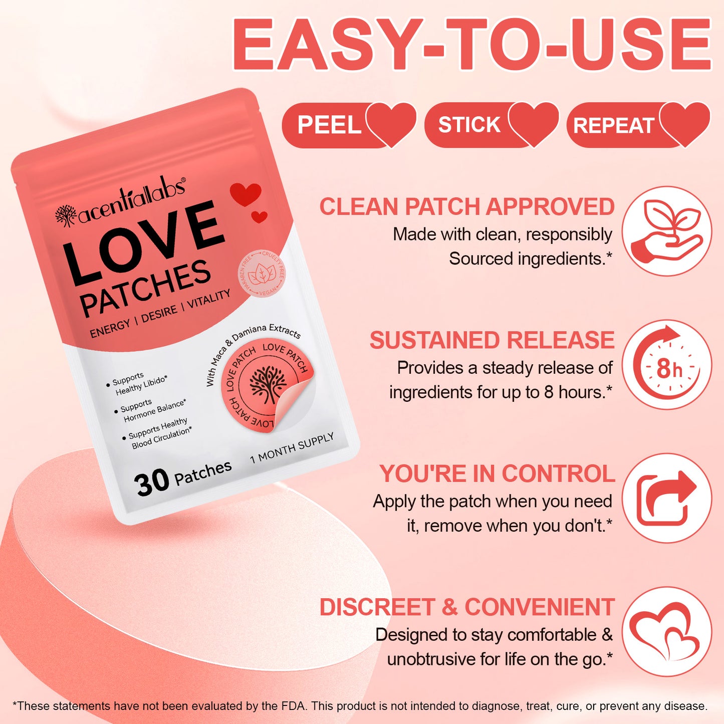 Acentialabs: 30's Transdermal Wellness Patches— Love