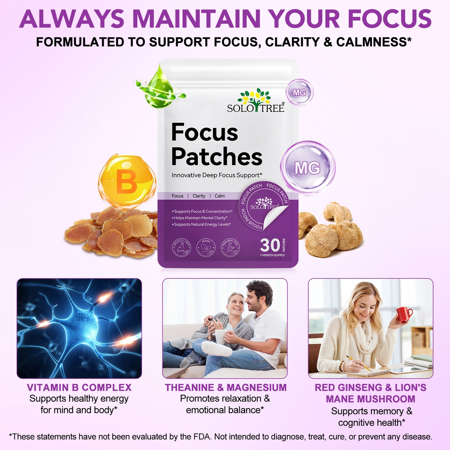SoloTree: 30's Natural Transdermal Focus Support Patches