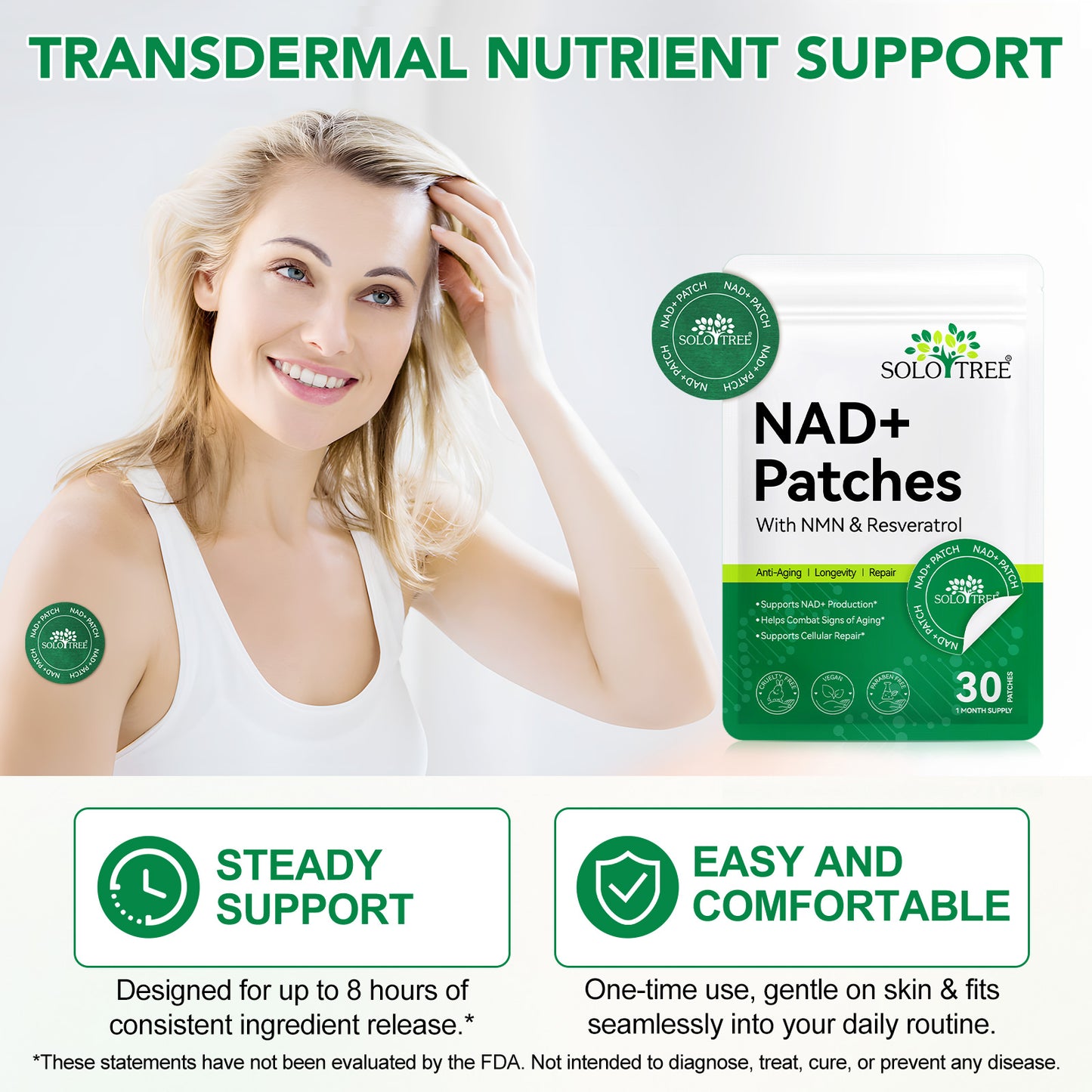 SoloTree: 30's Natural Transdermal NAD+ Patches