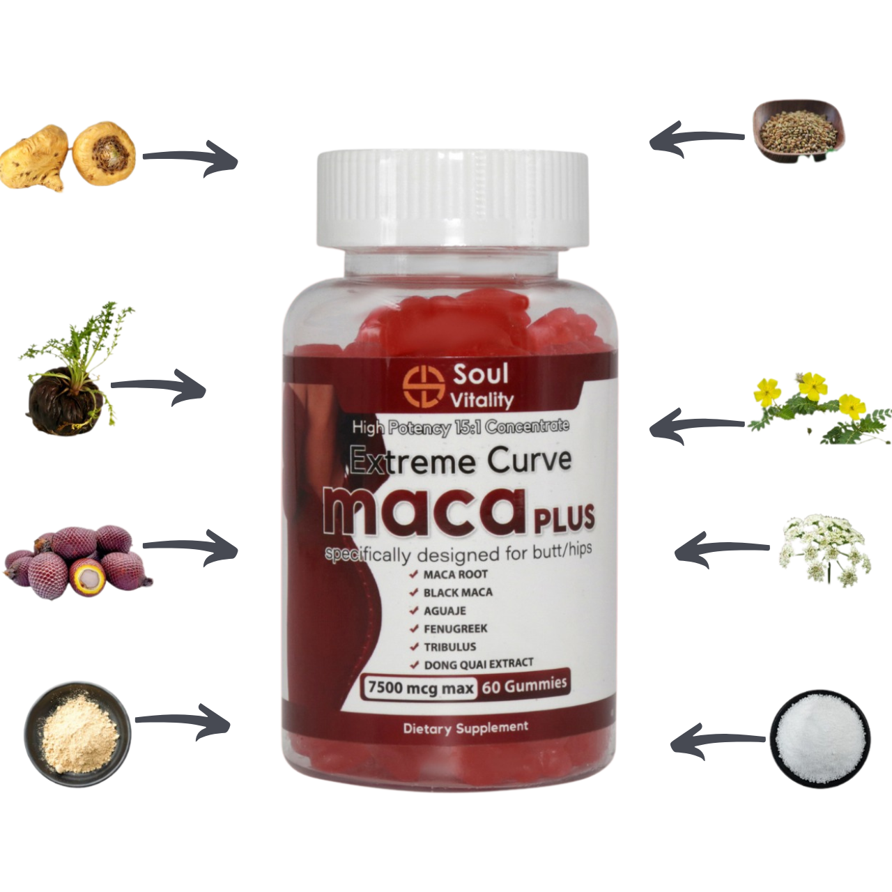 Maca Plus Extreme Curve Gummies - 60 Dietary Gummies