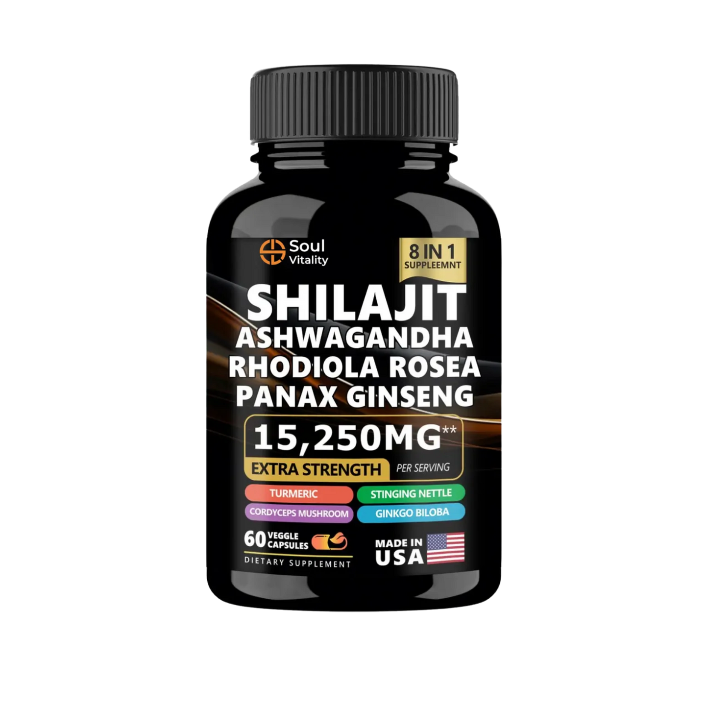 Soul Vitality Dynamic Shilajit Ashwagandha 8-In-1 Supplement Blend