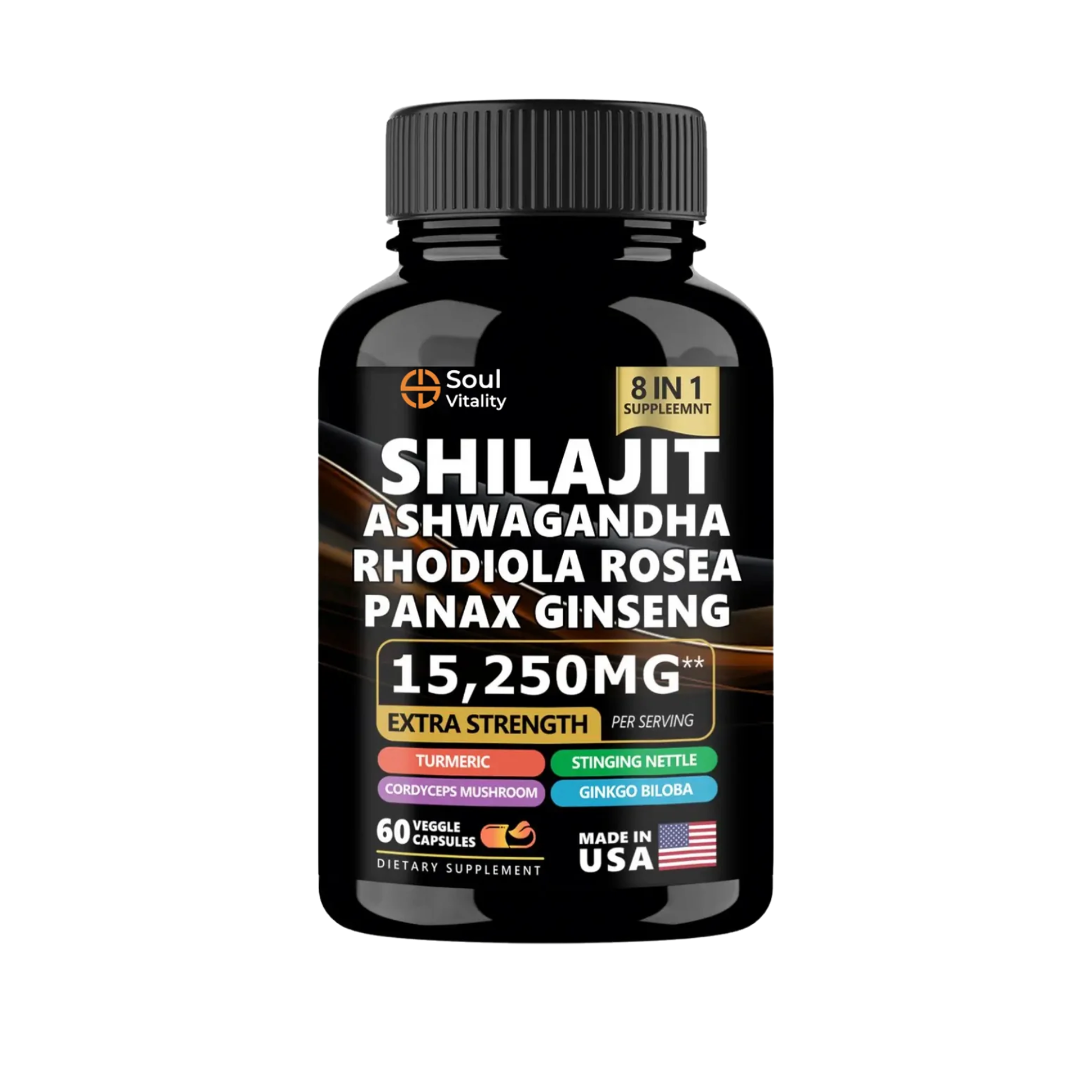 Soul Vitality Dynamic Shilajit Ashwagandha 8-In-1 Supplement Blend