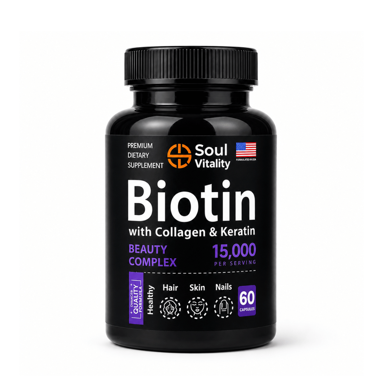 Biotin with Collagen & Keratin 15,000mcg Capsules