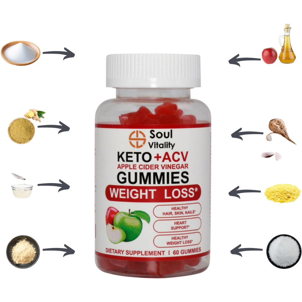 Keto + ACV Apple Cider Vinegar Weight Loss Gummies - 60 Gummies.