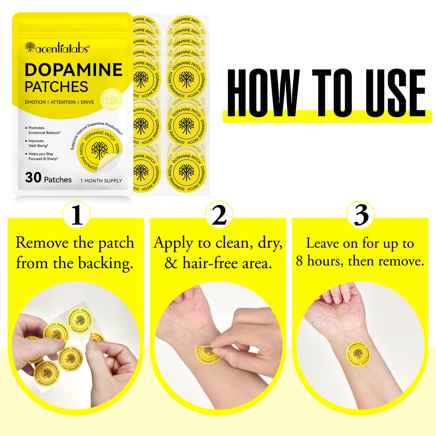 Acentialabs: 30's Transdermal Wellness Patches— Dopamine