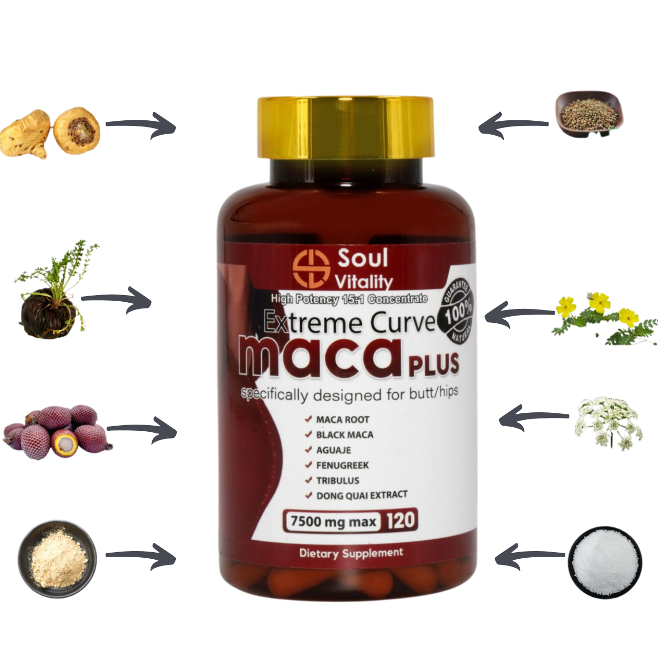 Maca Plus Extreme Curve Capsules - 120 Dietary Capsules