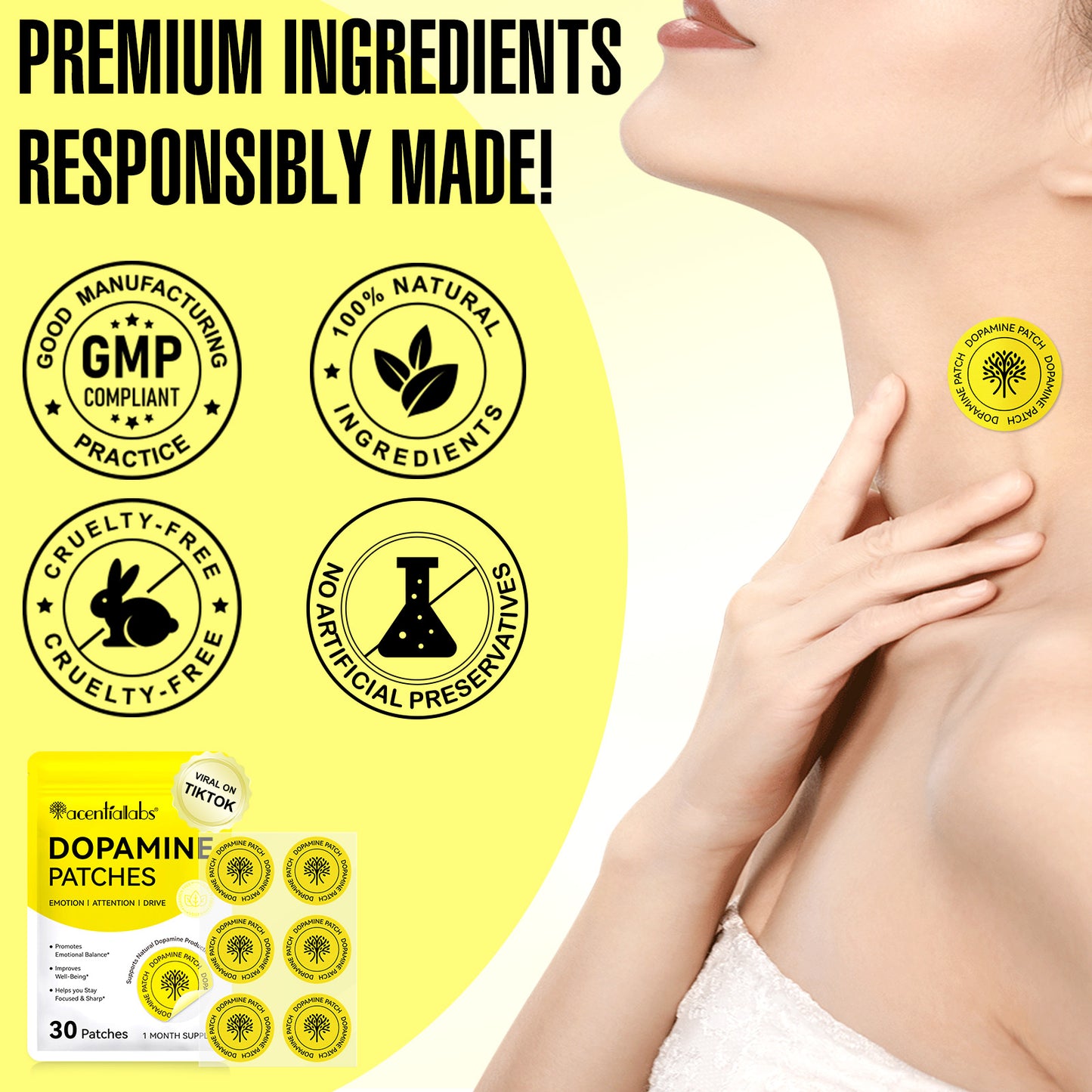 Acentialabs: 30's Transdermal Wellness Patches— Dopamine