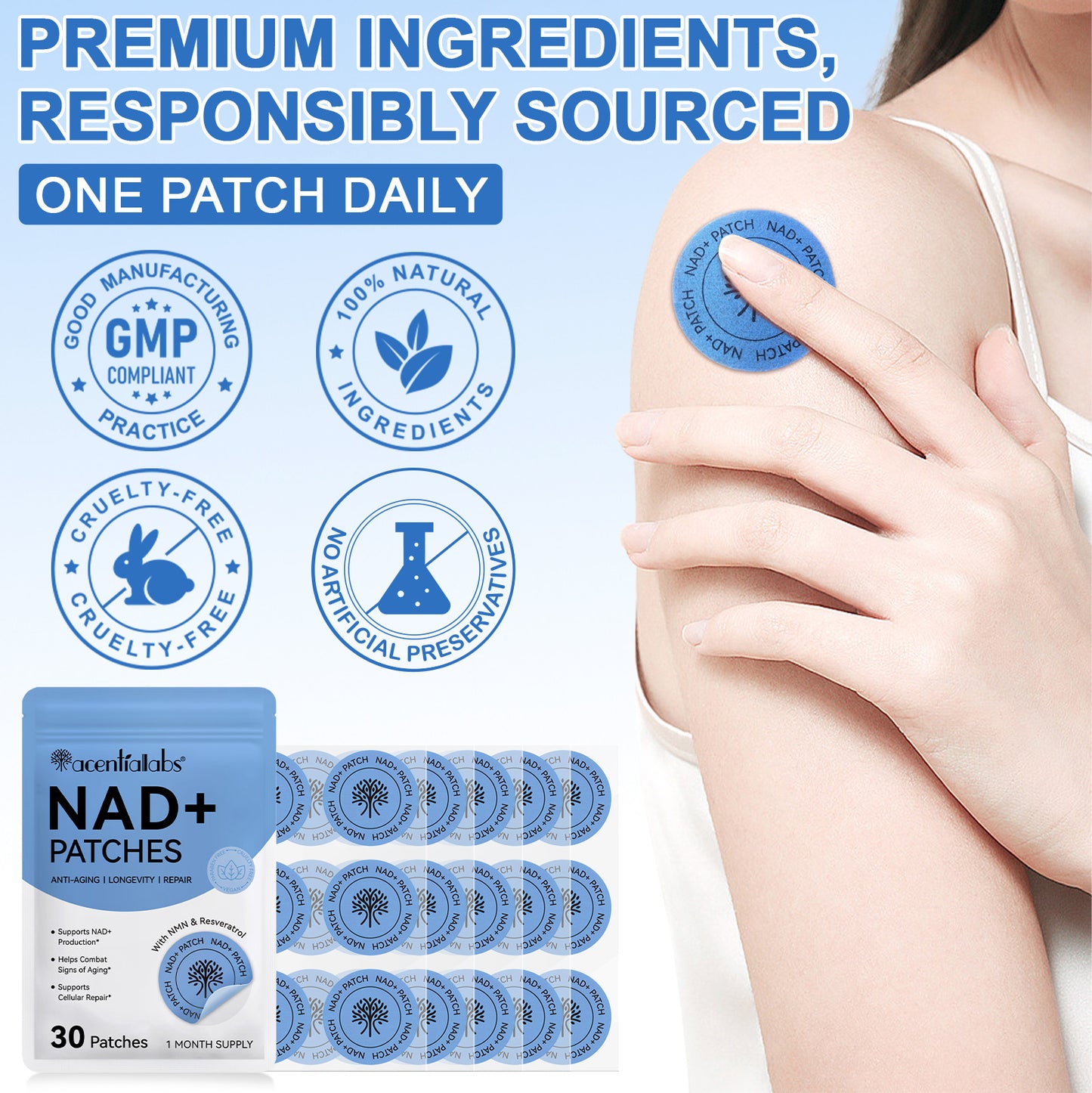 Acentialabs: 30's Transdermal Wellness Patches— NAD