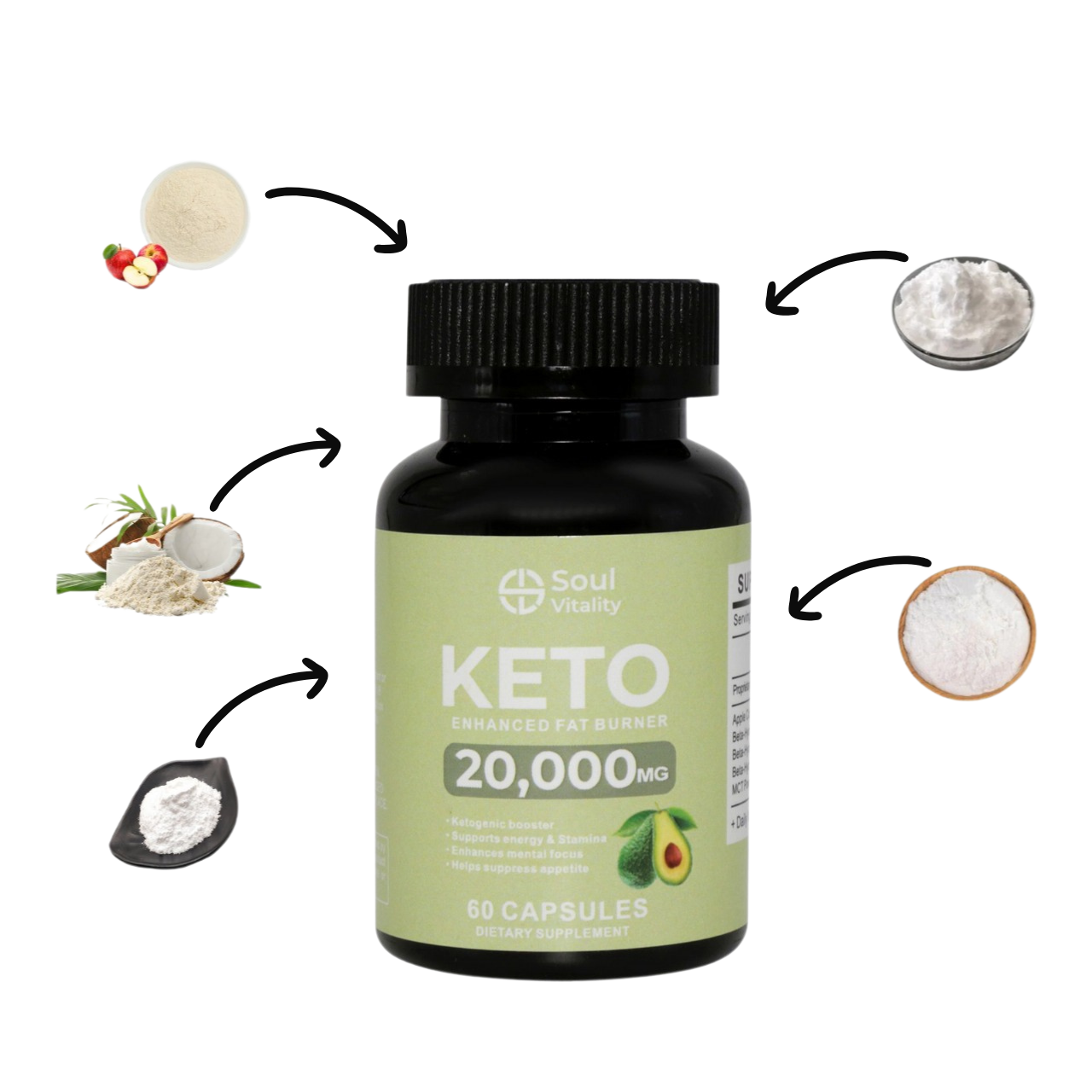 Keto Enhanced Fat Burner 20 000mg - 60 Capsules