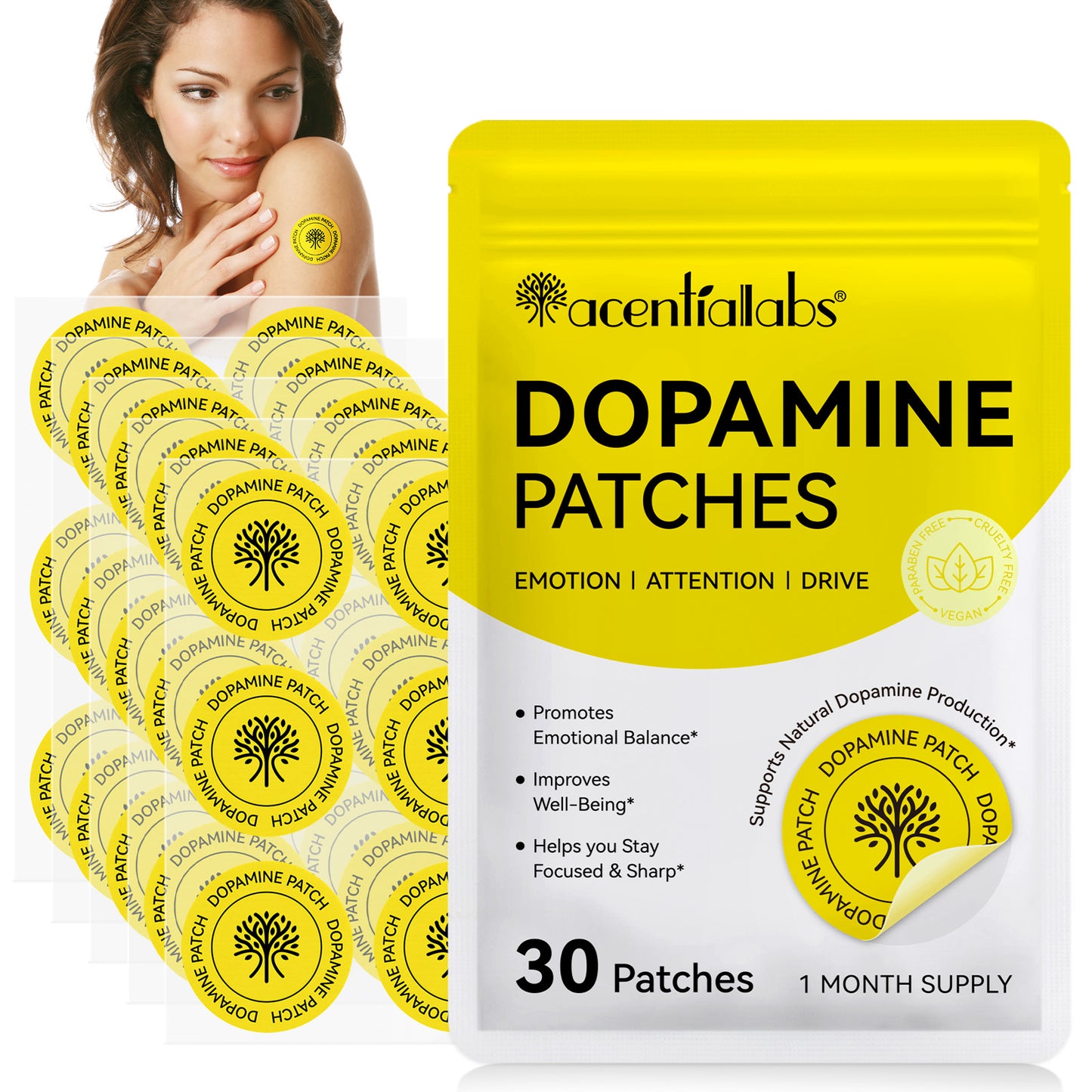 Acentialabs: 30's Transdermal Wellness Patches— Dopamine
