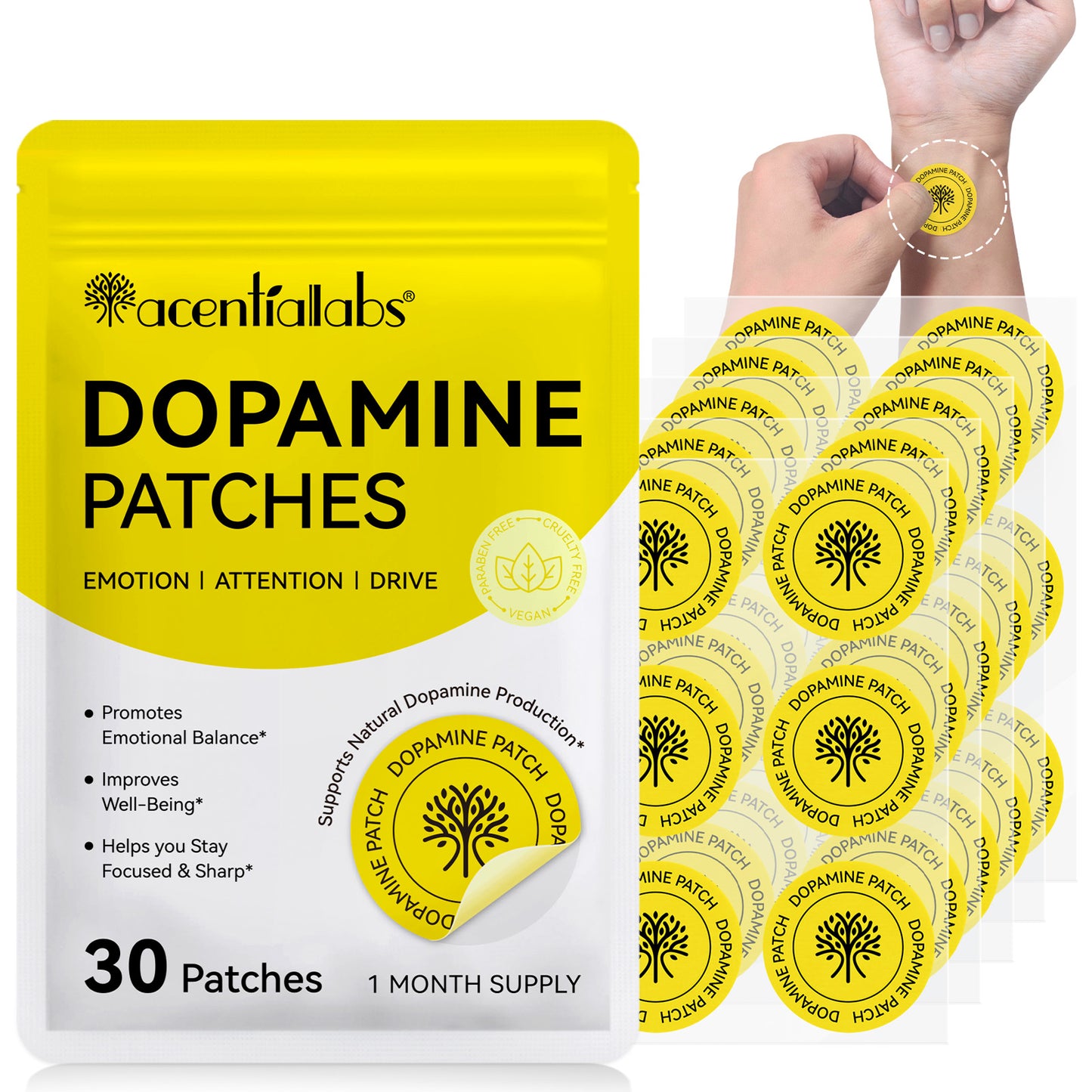 Acentialabs: 30's Transdermal Wellness Patches— Dopamine