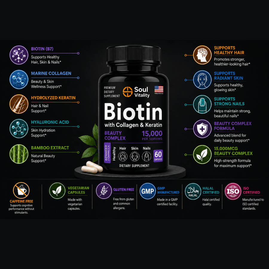 Biotin with Collagen & Keratin 15,000mcg Capsules