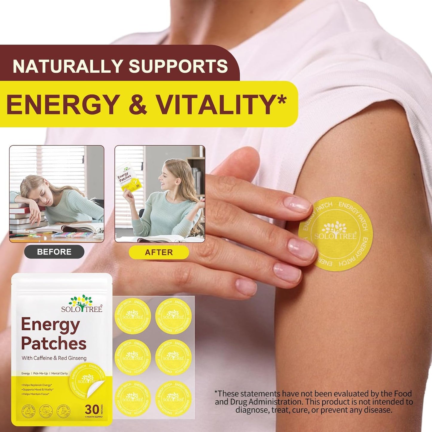SoloTree: 30's Natural Transdermal Energy Support Patches