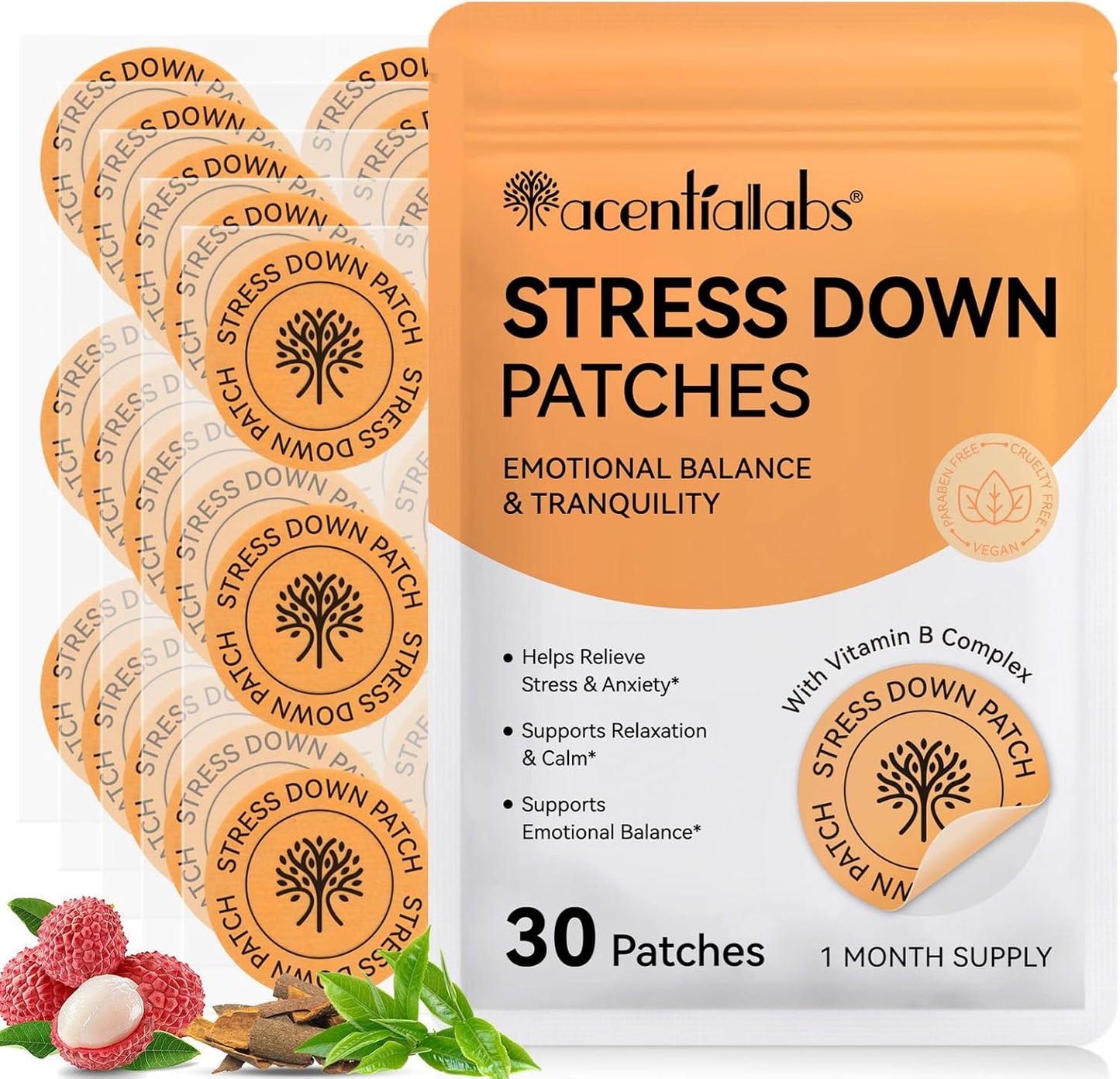 Acentialabs: 30's Transdermal Wellness Patches— Stress Down