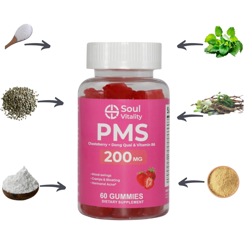 PMS Cramps & Bloating 200mg - 60 Dietary Supplement Gummies – Soul Vitality