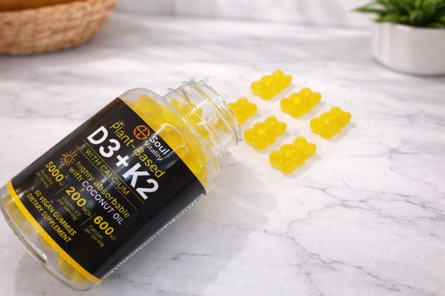 Plant-Based D3 + K2 Gummies with Calcium