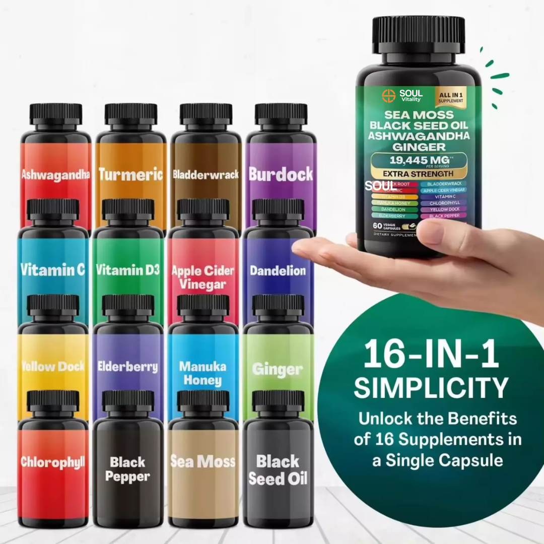 Soul Vitality Dynamic Sea Moss | Ashwagandha | Black Seed Oil All-In-1