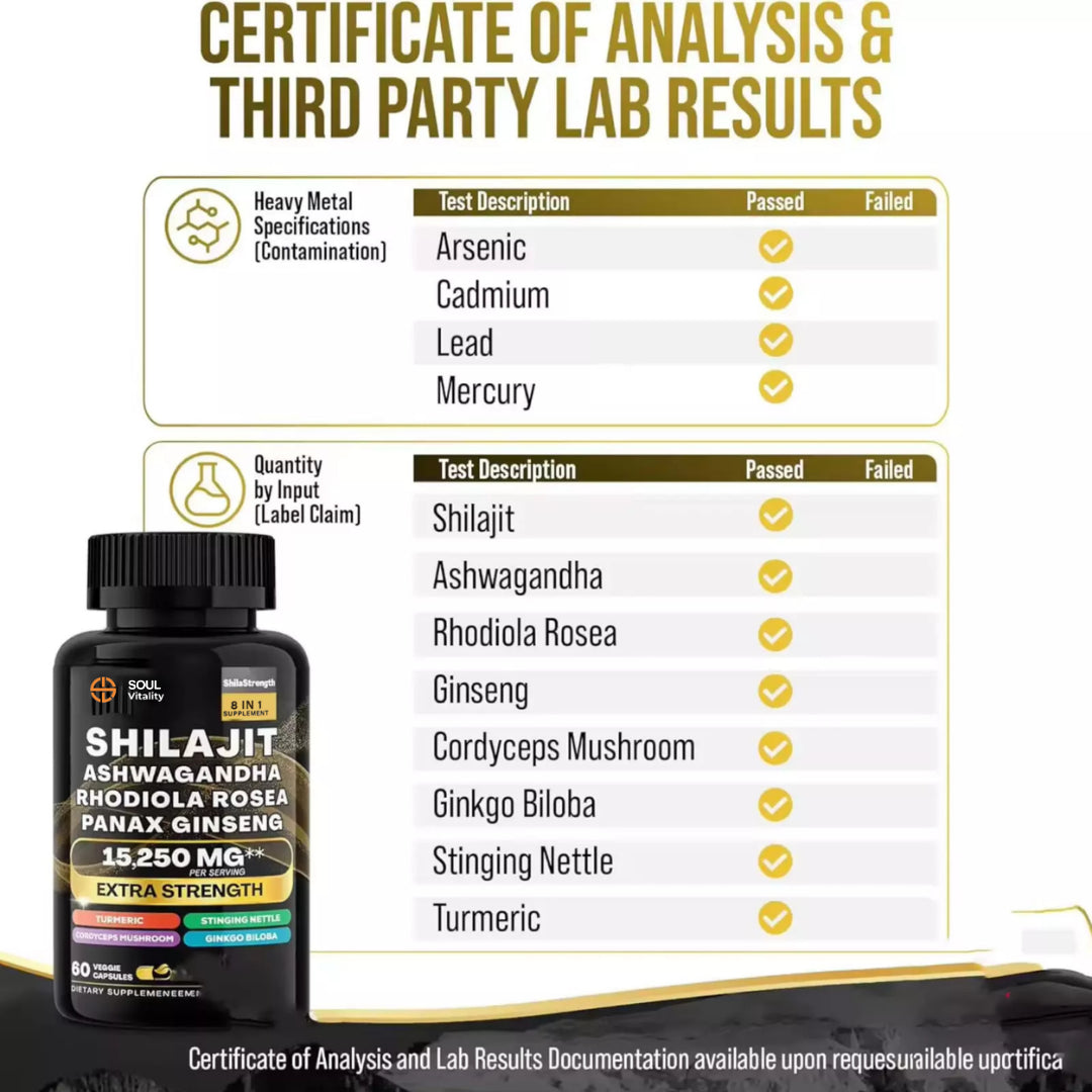 Soul Vitality Dynamic Shilajit Ashwagandha 8-In-1 Supplement Blend
