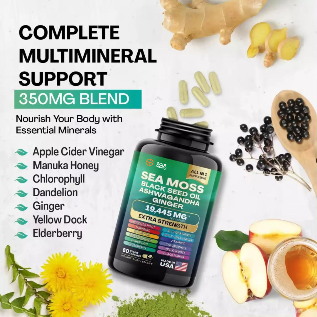 Soul Vitality Dynamic Sea Moss | Ashwagandha | Black Seed Oil All-In-1