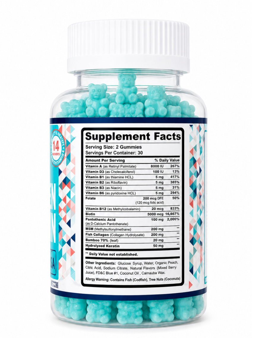 Biotin Collagen Keratin Gummies – Hair, Skin & Nails Support