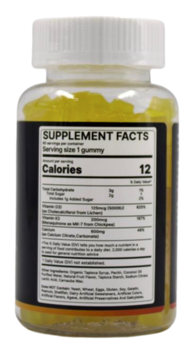 Plant-Based D3 + K2 Gummies with Calcium