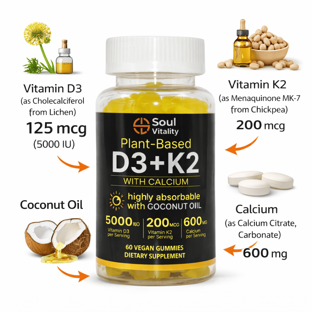 Plant-Based D3 + K2 Gummies with Calcium
