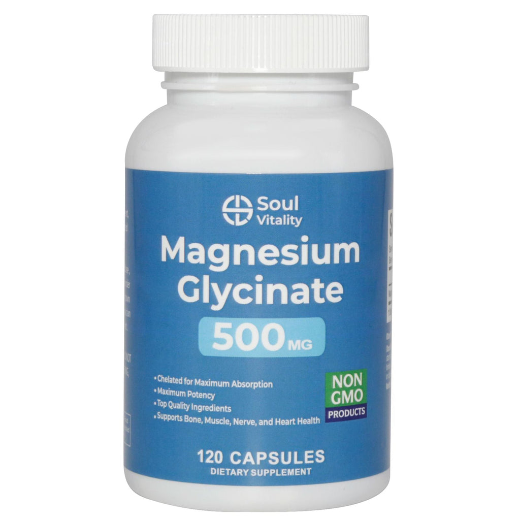 Magnesium Glycinate 500mg - 120 Dietary Supplement Capsules
