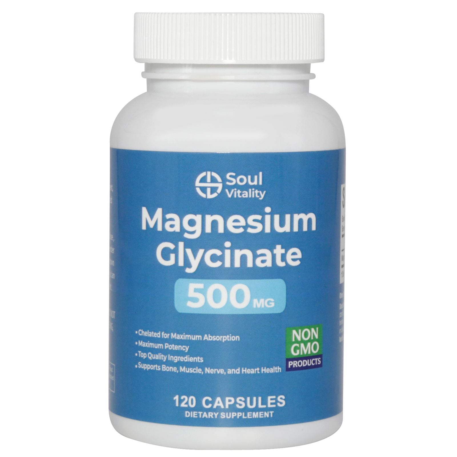 Magnesium Glycinate 500mg - 120 Dietary Supplement Capsules
