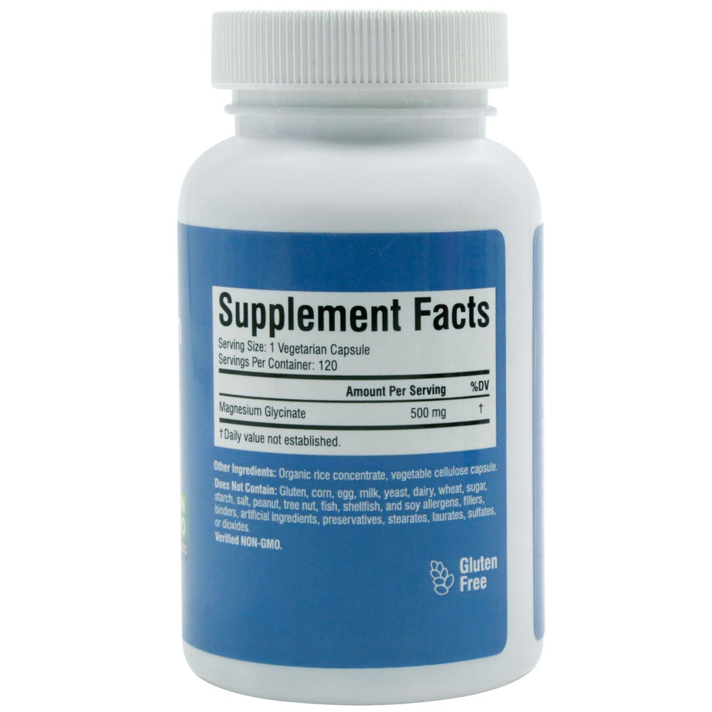 Magnesium Glycinate 500mg - 120 Dietary Supplement Capsules