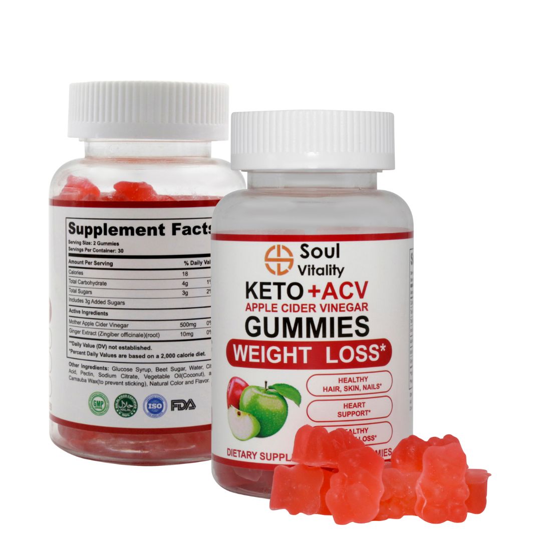 Keto + ACV Apple Cider Vinegar Weight Loss Gummies - 60 Gummies.