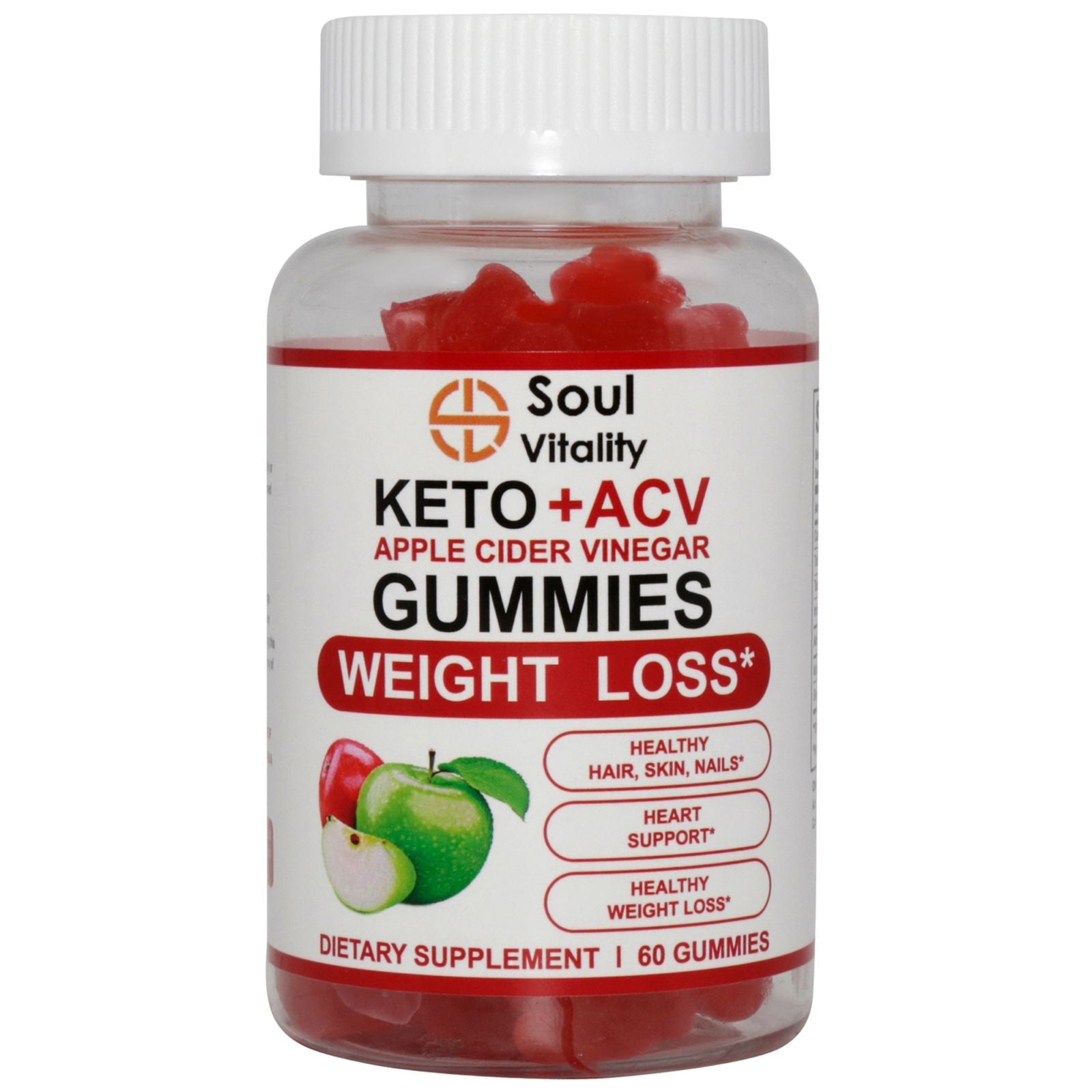 Keto + ACV Apple Cider Vinegar Weight Loss Gummies - 60 Gummies.