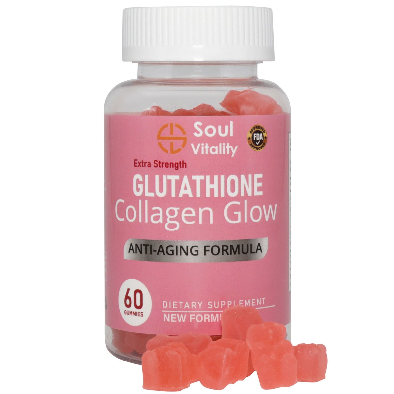 Glutathione Collagen Glow Anti-Aging Formula Gummies - 60 Gummies. Soul Vitality Glutathione Collagen Glow Anti-Aging Formula Gummies - 60 Gummies. Soul Vitality