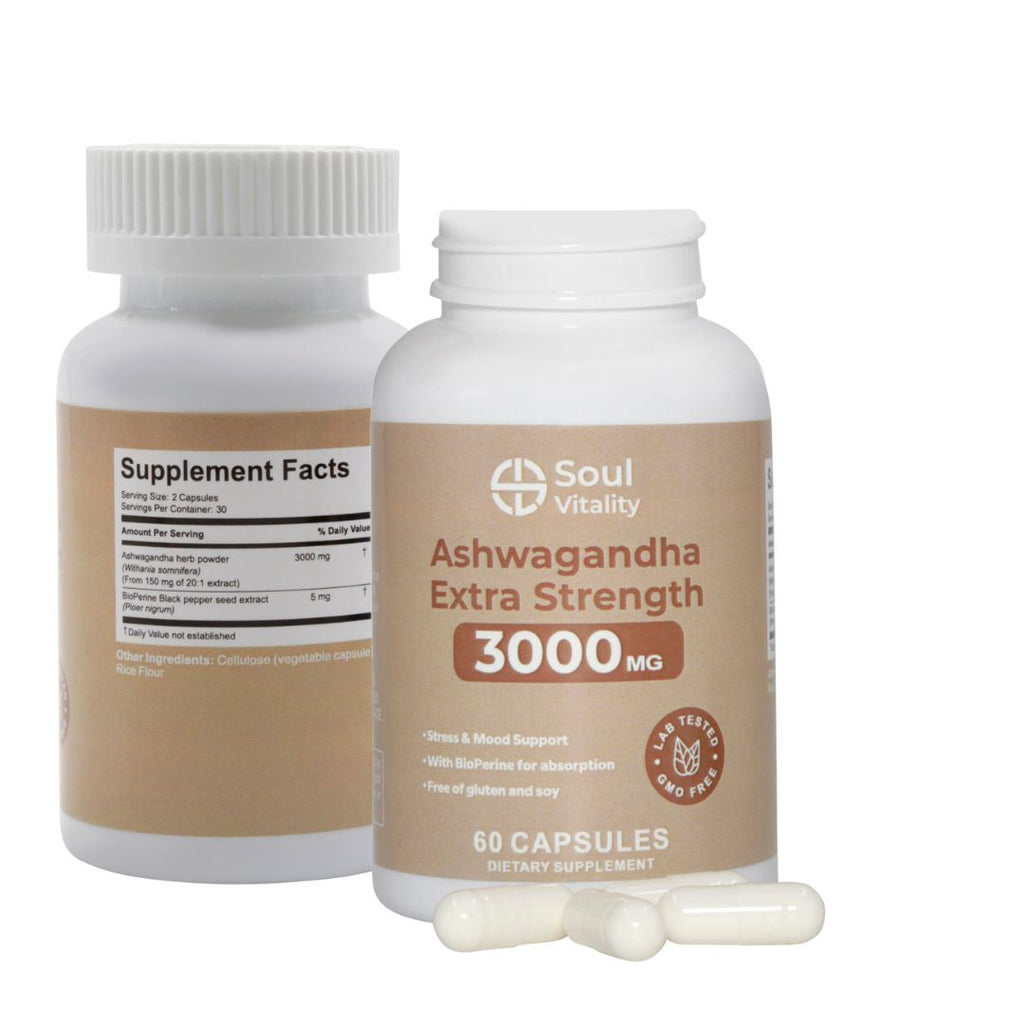 Ashwagandha Extra Strength 3000mg - 60 Dietary Supplement Capsules