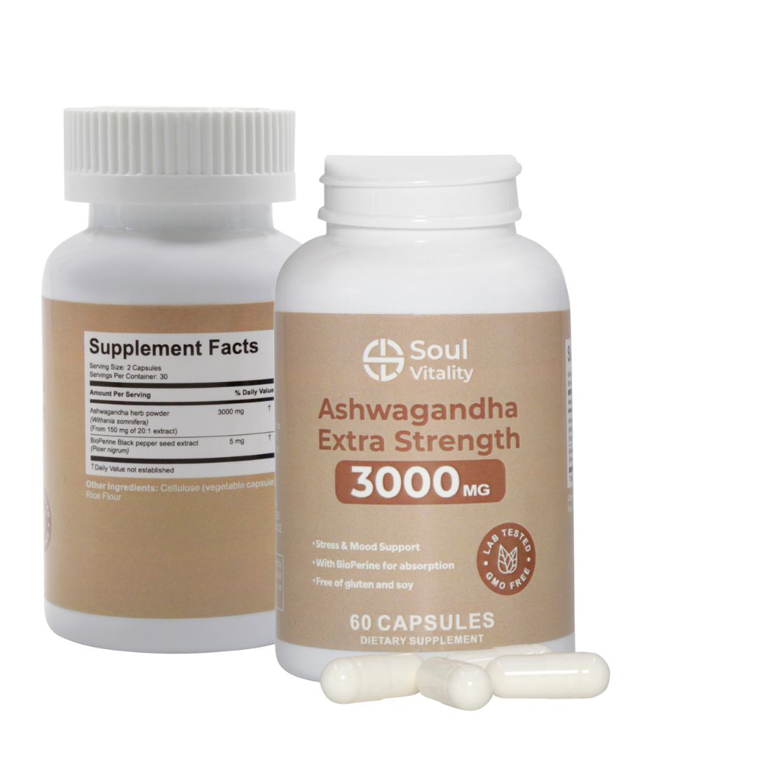 Ashwagandha Extra Strength 3000mg - 60 Dietary Supplement Capsules