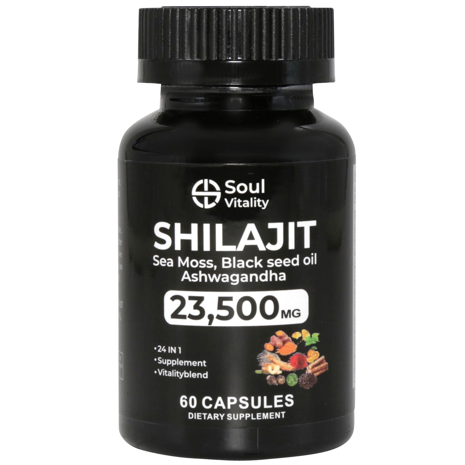 Shilajit Seamoss, Black Seed Oil & Ashwagandha 23 500mg - 60 Capsules