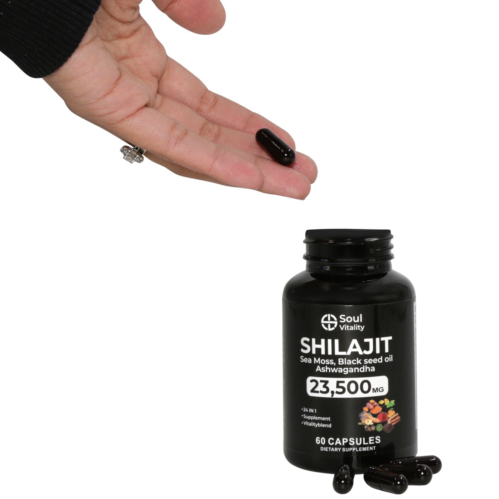 Shilajit Seamoss, Black Seed Oil & Ashwagandha 23 500mg - 60 Capsules