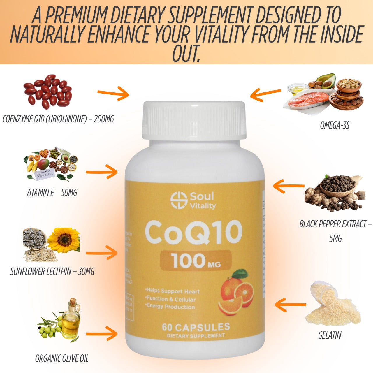 CoQ10 100mg - 60 Dietary Supplement Capsules