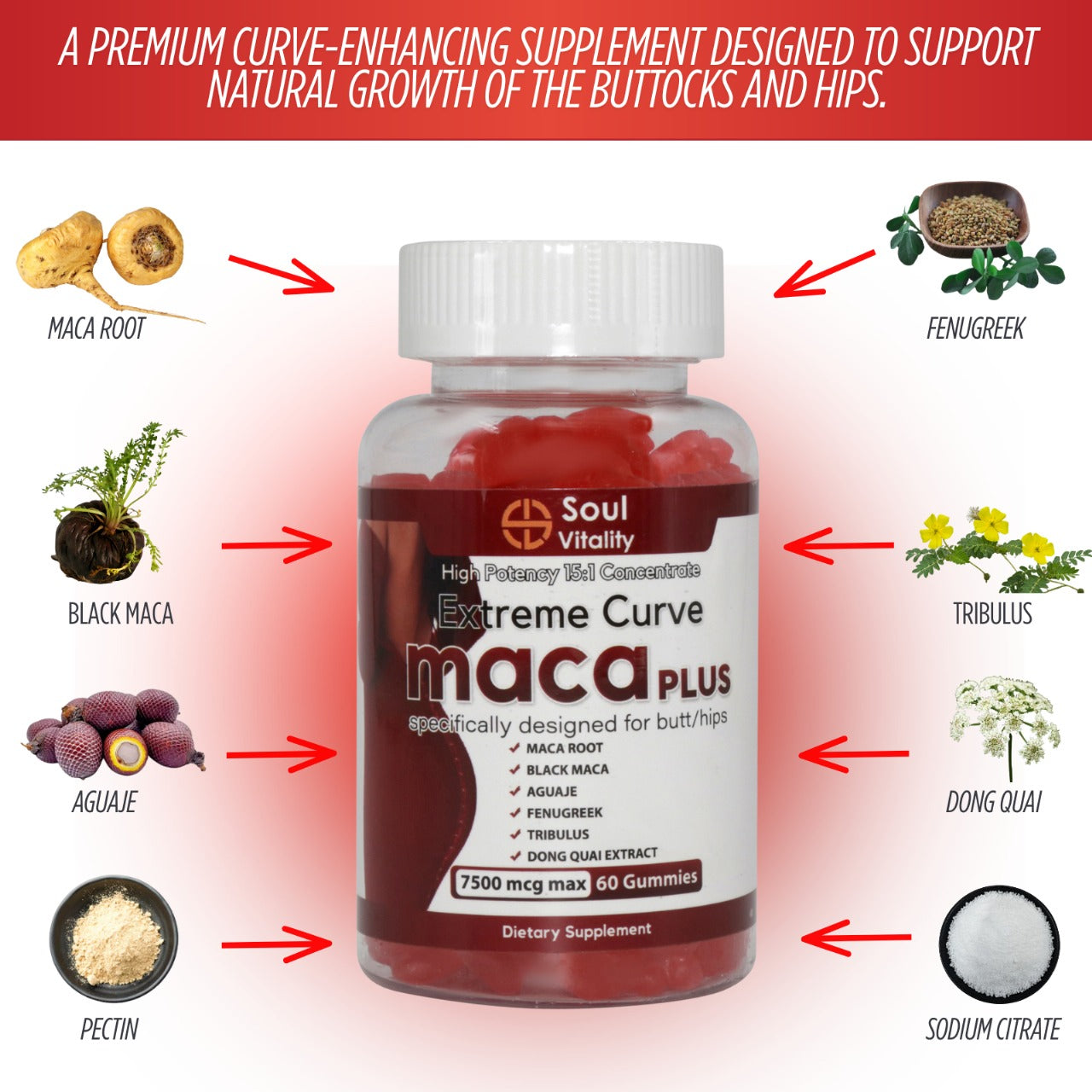 Maca Plus Extreme Curve Gummies - 60 Dietary Gummies