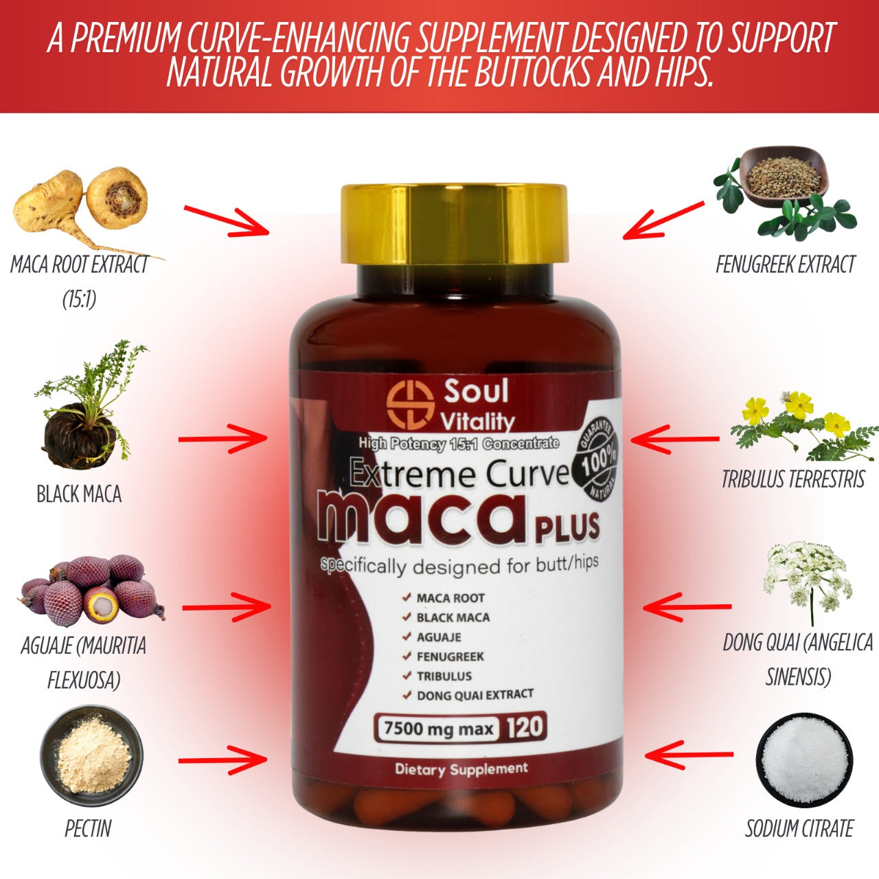 Maca Plus Extreme Curve Capsules - 120 Dietary Capsules
