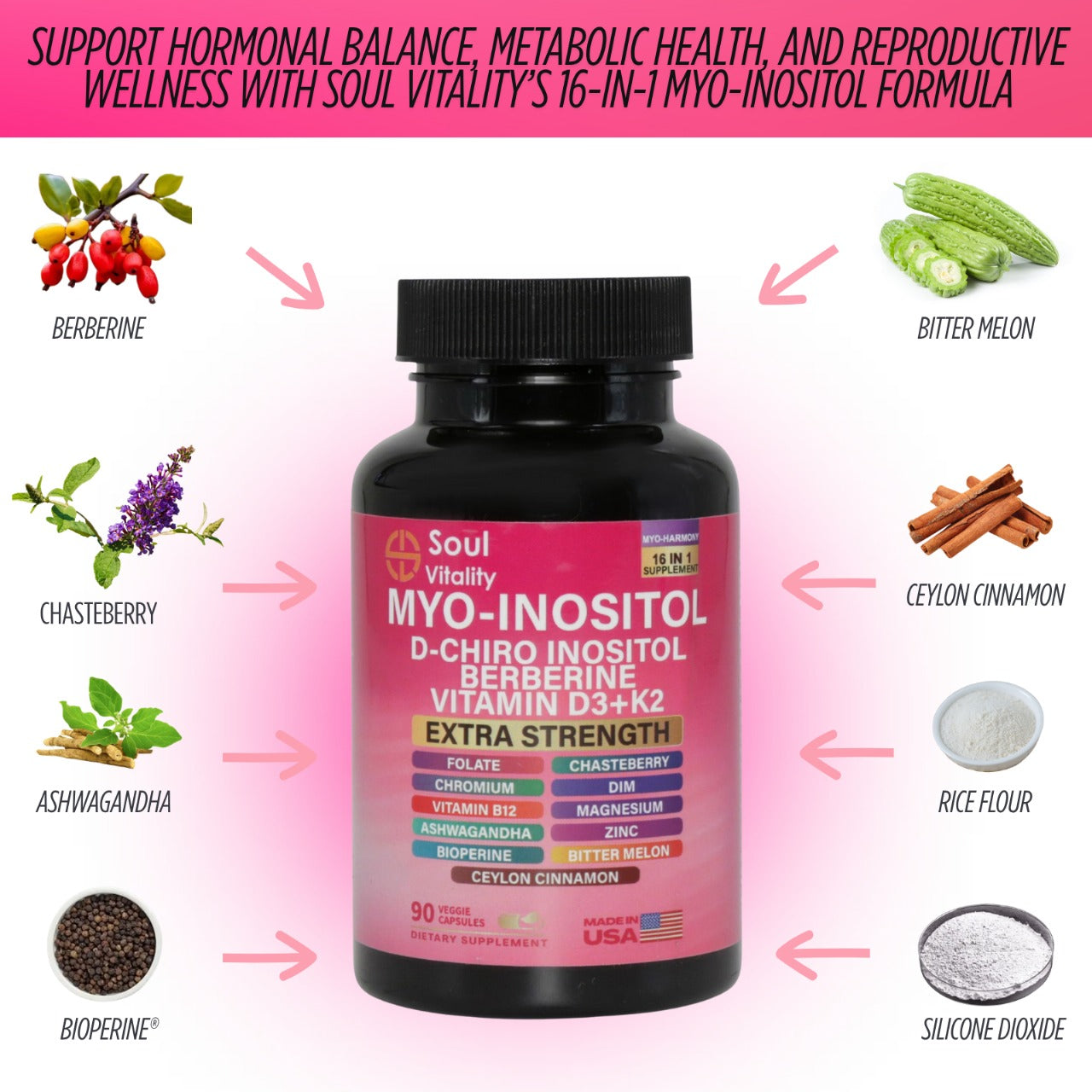 16-in-1 Myo-Inositol - 90 Dietary Veggie Capsules