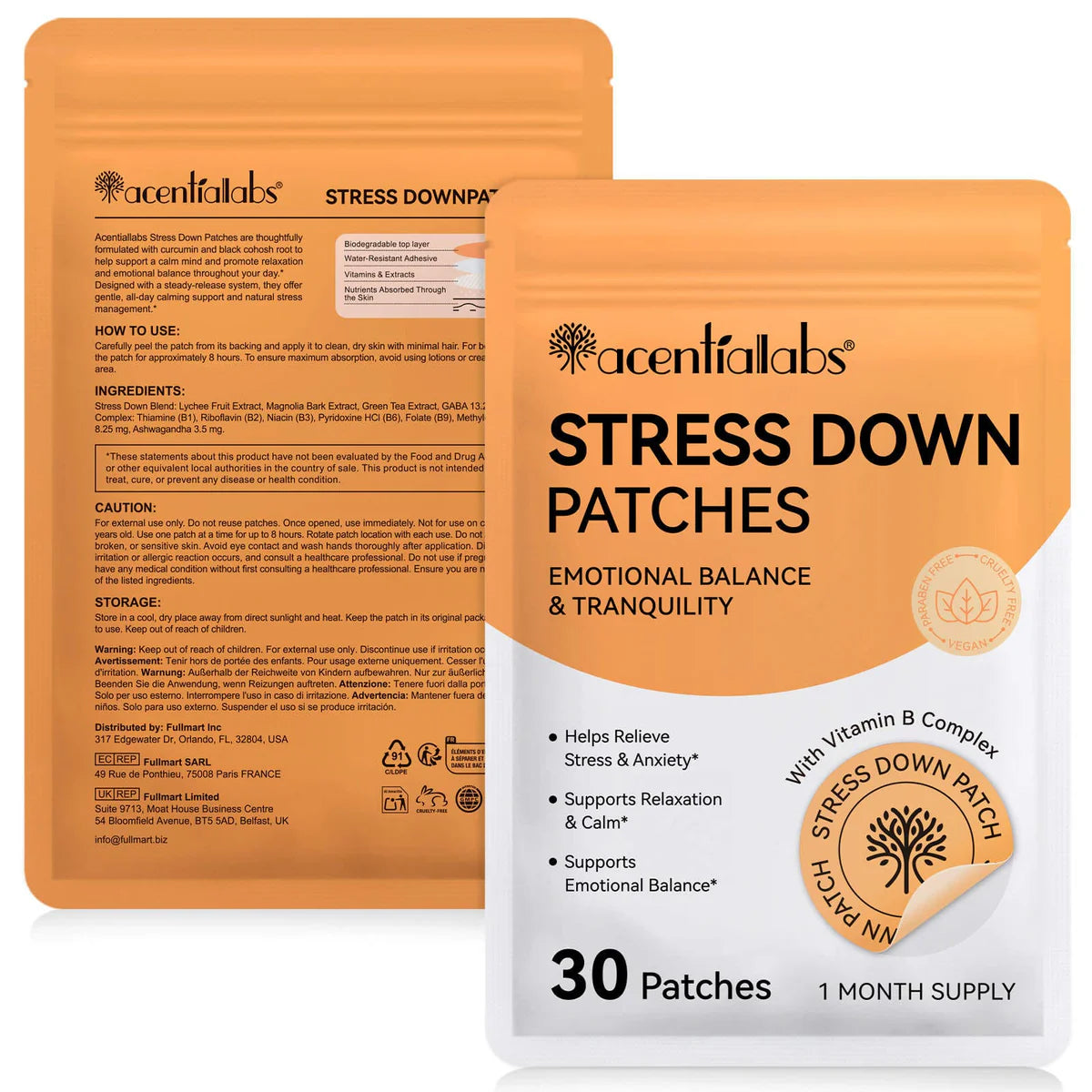 Acentialabs: 30's Transdermal Wellness Patches— Stress Down