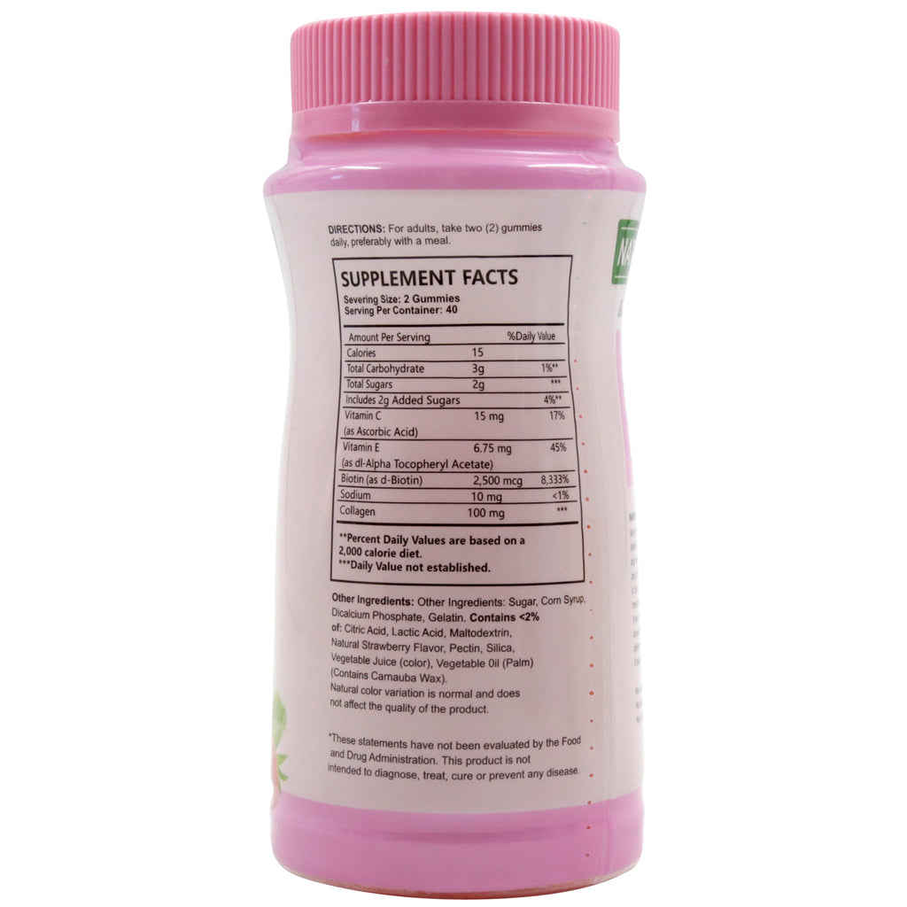 Nature's Care Hair, Skin and Nails Gummies - 80 Strawberry Flavoured Gummies